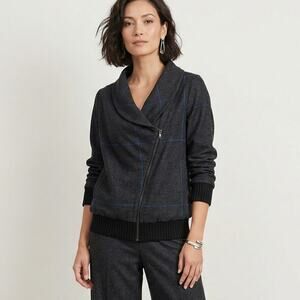 Babette SF moto zip sweater black wool blend size Small